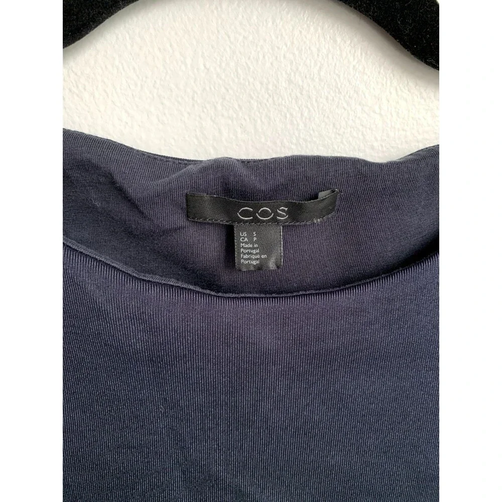 COS Navy Shift Dress Small Sleeveless Minimalist Zipper Detail‎ Modern Workwear